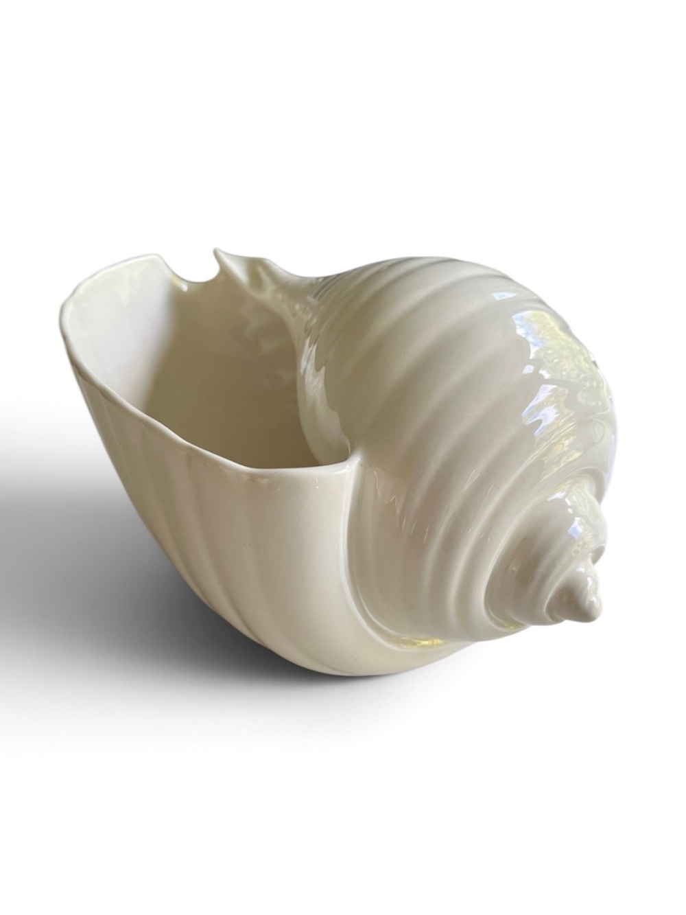 Wedgwood Etruria Barlaston Large Cream Conch Shell Vase Footed Sculpture.